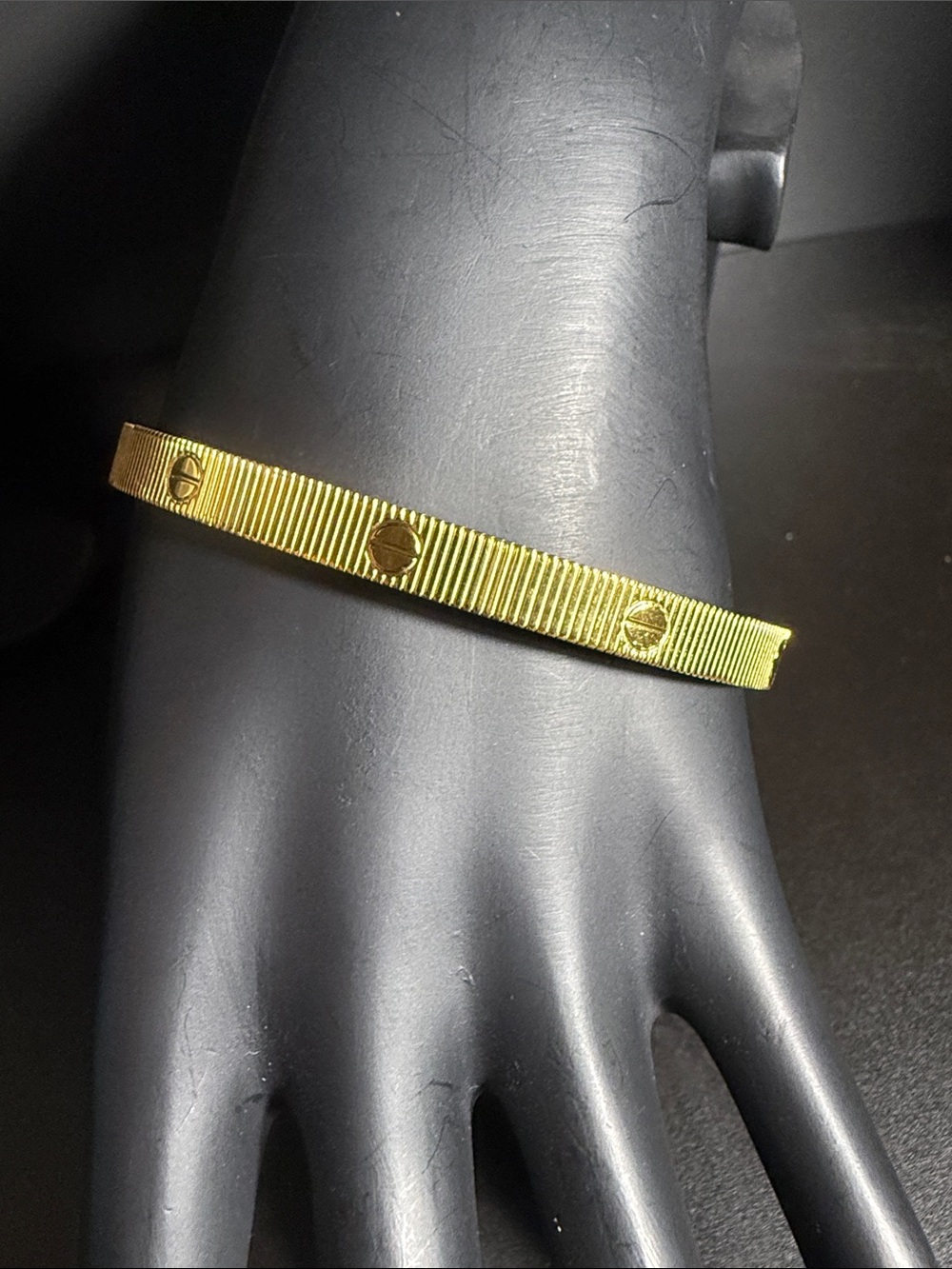 Gold Accent Ribbed Bangle Bracelet